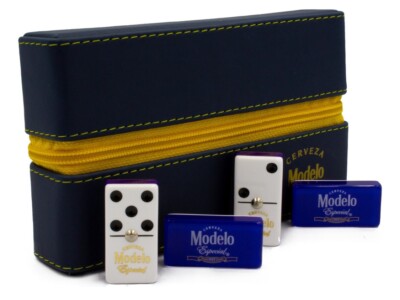 Professional Domino Set ''Modelo Especial'' in Faux Leather Box.