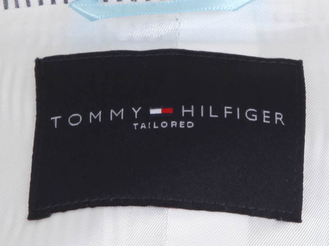 Pre-owned Tommy Hilfiger Men's Blazer Jacket Size 102 Cotton Blue & White Striped Tailored