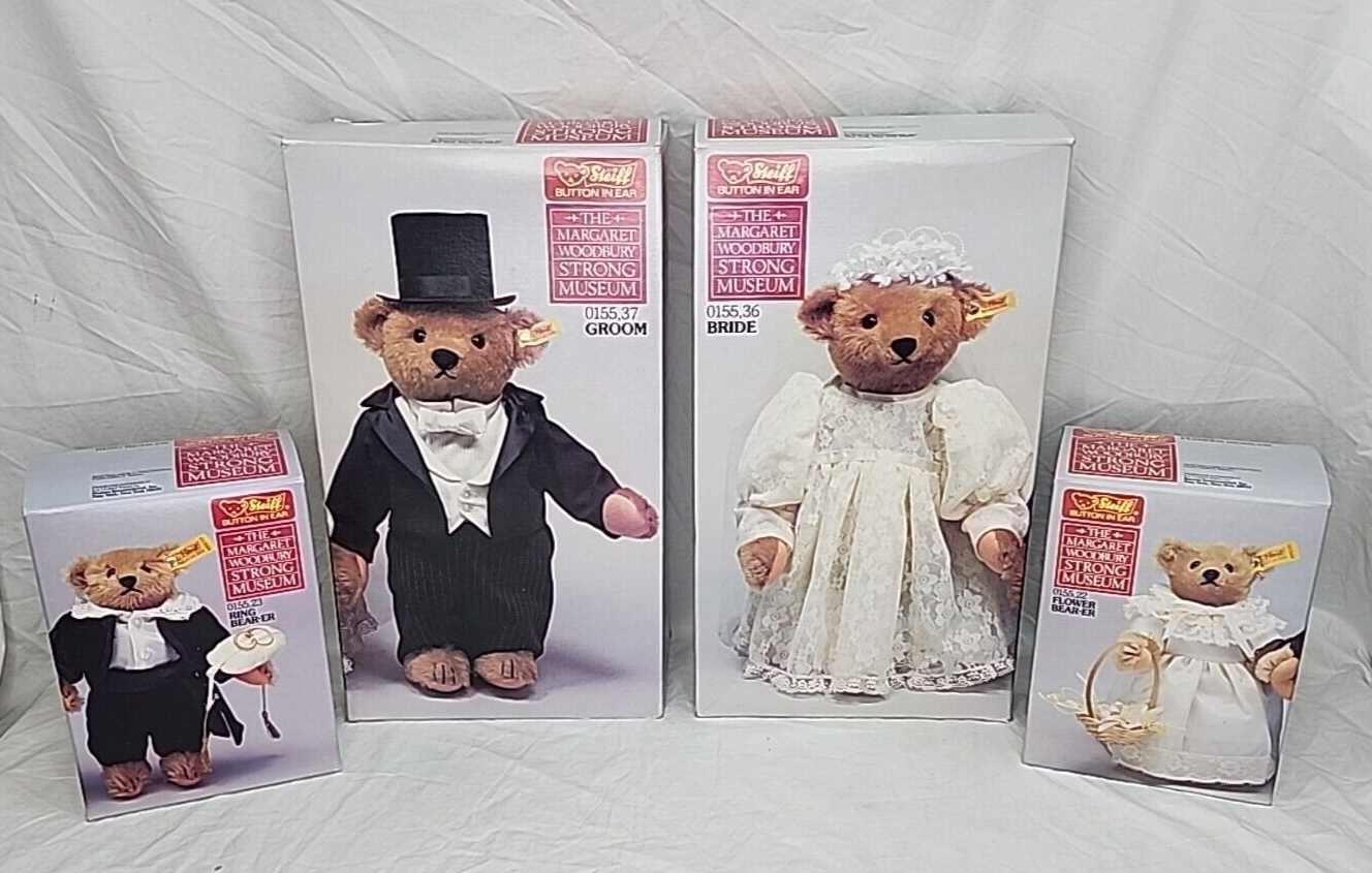 1988 Vintage Steiff Teddy Bear Bride 0155/36, Groom 0155/37 & Wedding Party NEW! 1988 Vintage Steiff Teddy Bear Bride 0155/36, Groom 0155/37 & Wedding Party NEW!