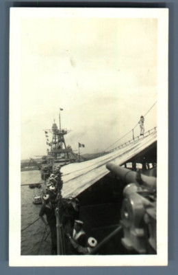 Japan, American and French warships. Croiseur Primauguet  Vintage silver print. 