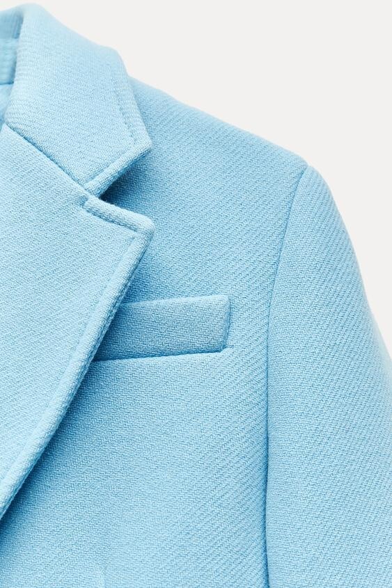 Pre-owned Zara Manteco Wool Blend Blue Coat Sold Out Size S