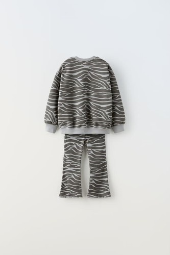 ZARA NWT zebra set outfit sweatshirt and ribbed pants size 3