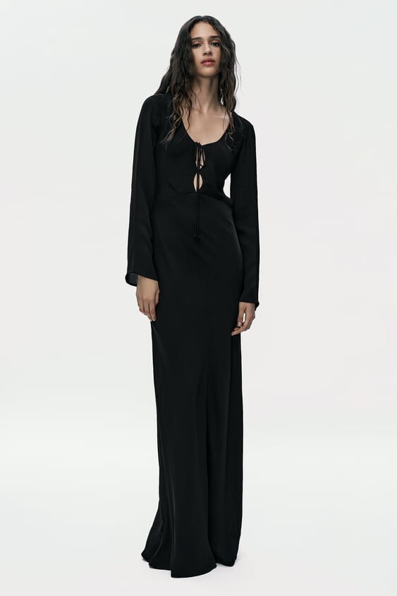 NWT ZARA LONG OPEN BACK DRESS M $90 0881 | eBay
