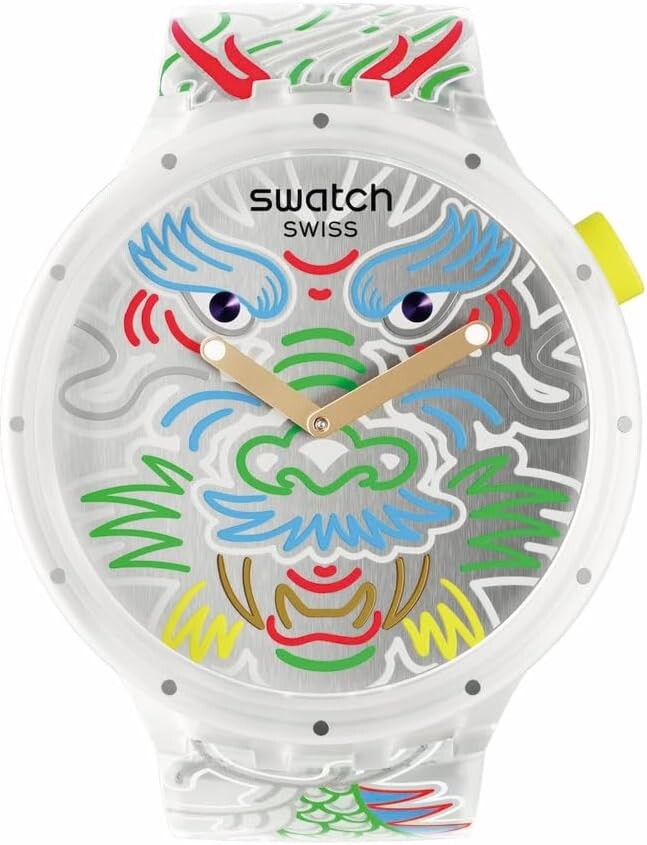 Pre-owned Swatch Dragon In Cloud Sb05z102 Watch White Analog Swiss Quartz 2024 In Box