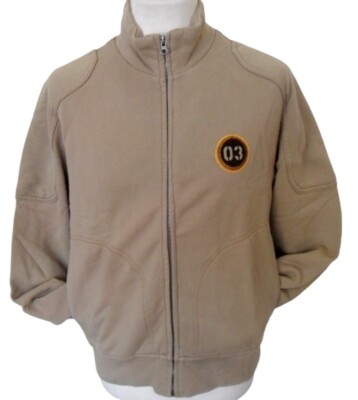 Men's Sweatshirt High Neck Zip Through Cotton Beige Sizes: M -XXL GAS Stein