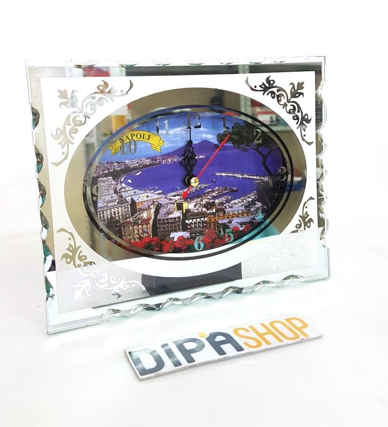 Orologio Da Tavolo Effetto Specchio Souvenir Golfo Di Napoli 18x13,5x4cm moc