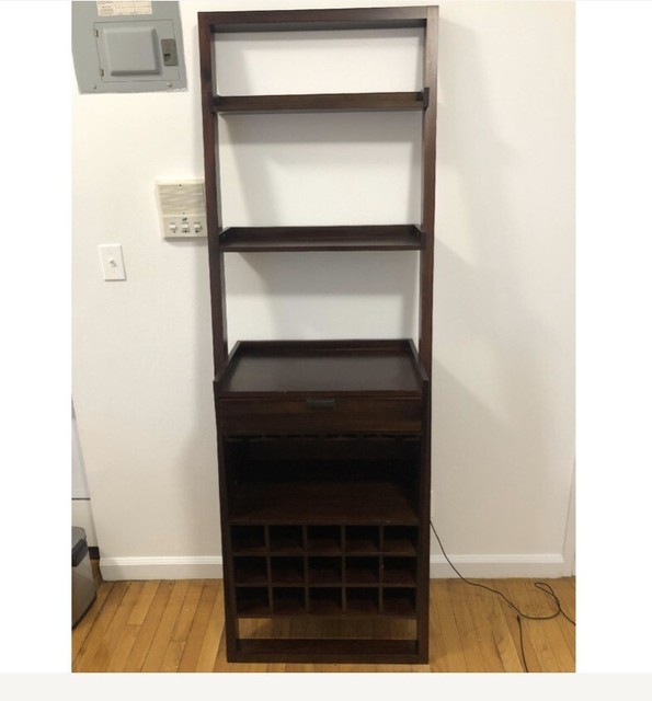 Crate And Barrel Leaning Wine Bar Desk Shelves Chair