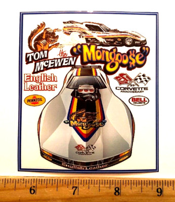 Tom ''The MONGOOSE'' McEwen 1978 English Leather Banner CORVETTE Sticker Decal