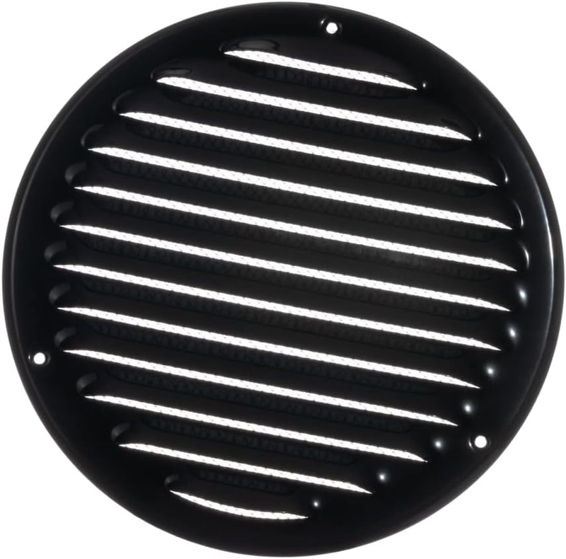 Ø 160mm / 6" inch Black Round Metal Air Vent Grille Cover with Insect Mesh - Ven