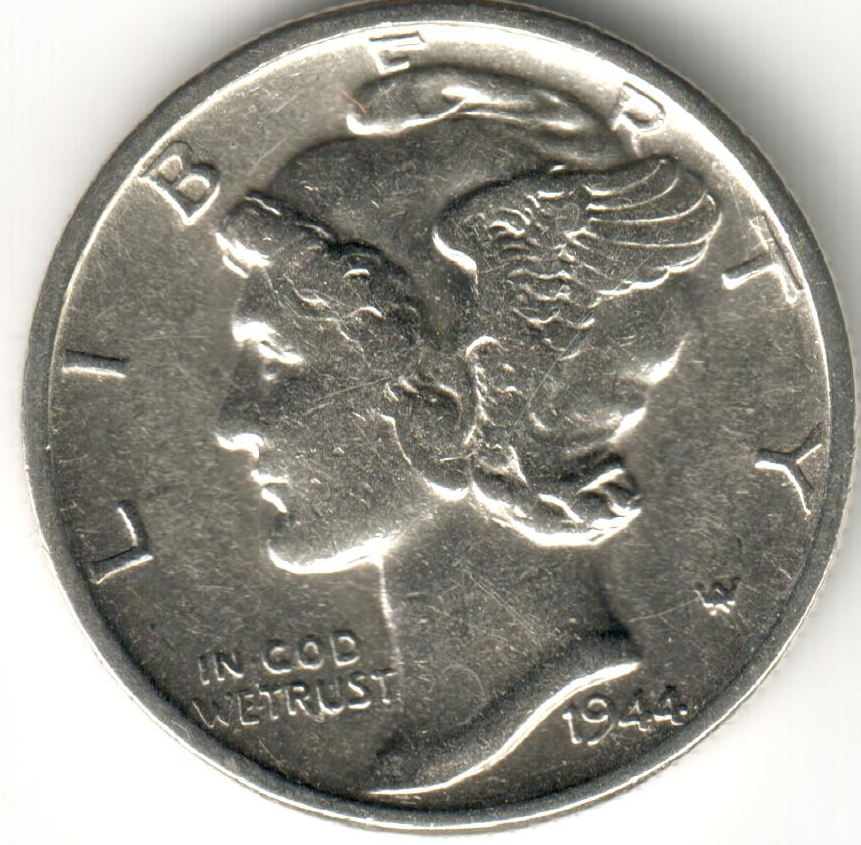 Dime トランプ 1945 MERCURY DIME in FINE condition ~ PLEASE SEE THE SCAN