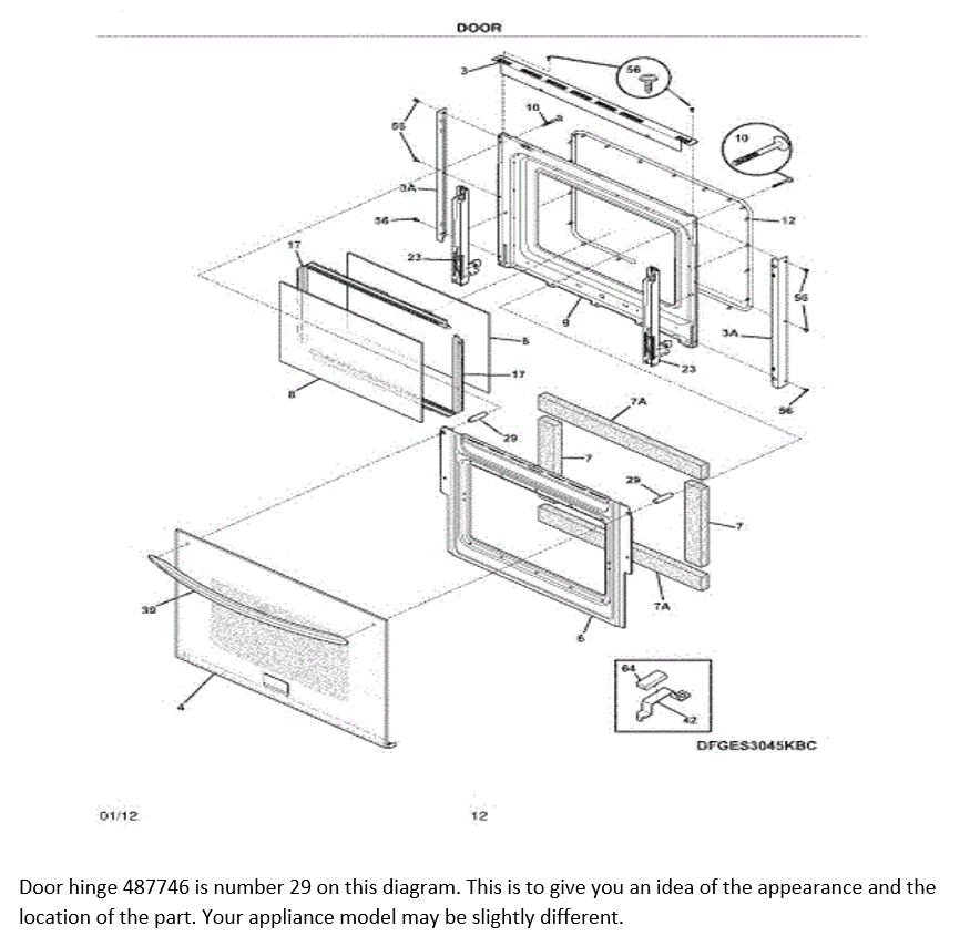 New 30" Thermador 00487746, 487746 Hinge Kit (2 Hinges) Three Year Warranty