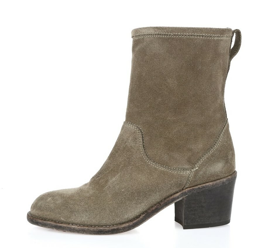 Womens AGL Taupe Suede Pull on Short Boots Shoes Size 36