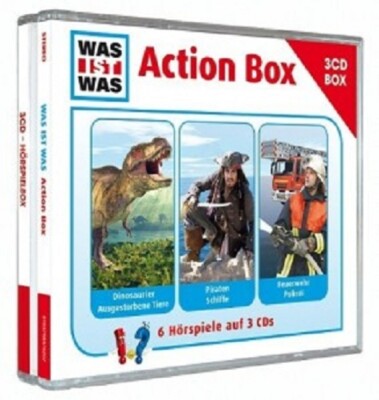 WAS IST WAS-ACTIONBOX (DINOSAURIER/PIRATEN SCHIFFE/FEUERWEHR POLIZEI) 3 CD NEW