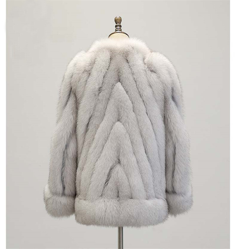 Pre-owned Bf 2022 Women Real Natural Fox Fur Coat Winter Thick Female Outerwear Short Jacket In White