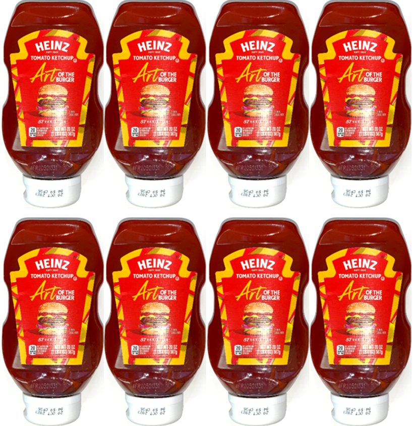 HEINZ Tomato Ketchup, Art of the Burger 20oz (1 lb. 4oz) - Pack of 8 Bottles