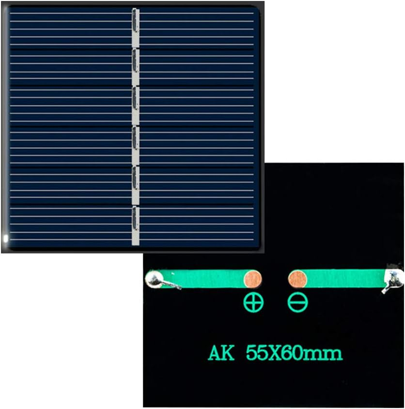 2Pcs 3V 150mA 0.45W 60x55mm Micro Mini Power Small Solar Cell Panel Module