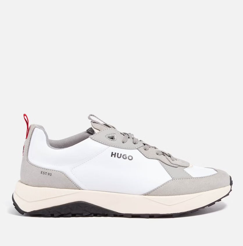 HUGO Mens Trainers White Casual Sneakers With Logo Kane Runn - Size 11