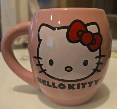 Sanrio Hello Kitty Cat Pink Oval Ceramic Mug for Coffee Tea 18 oz NEW!! UNUSED!!