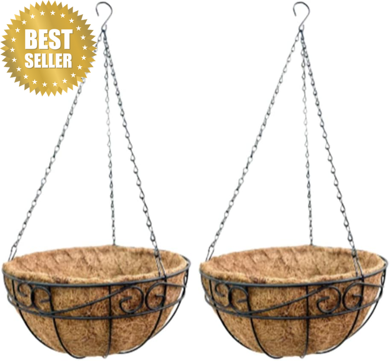 2Pcs Coconut Palm Flowerpots, Exquisite Suspended Basket, Metal Hanging Planter