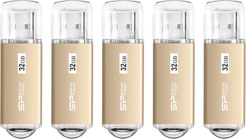 Silicon Power 5 Pack 32GB USB 3.0/3.1 Gen1 USB Flash Drive Blaze B02 (Champagne