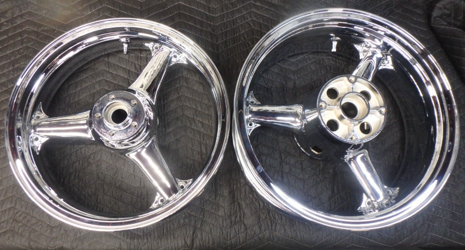 KAWASAKI ZX6R / ZX6RR 03-04 CHROME PLATED FACTORY WHEEL SET KAWASAKI ZX6R / ZX6RR 03-04 CHROME PLATED FACTORY WHEEL SET
