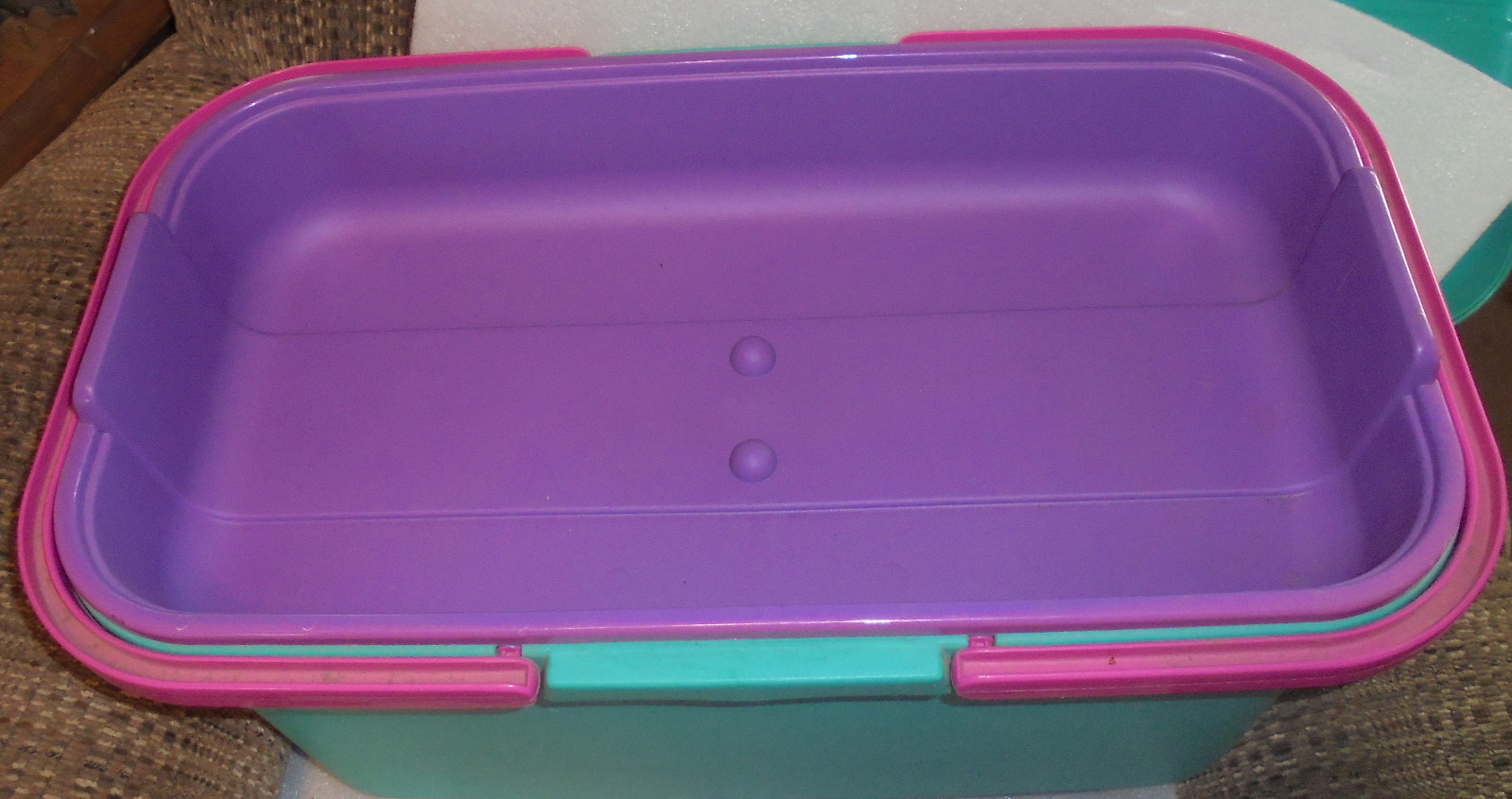 Blue Plastic Eagle Craftstor Crafts Sewing Tote Storage Vtg Large Container