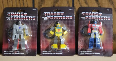 Hasbro Transformers Monogram Figural Bag Clip 3 Inch Figure Keychain Lot Of 3