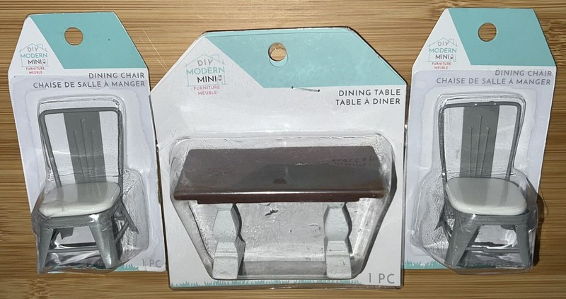 DIY Modern Mini Dollhouse Dining Table & Dining Chairs Set