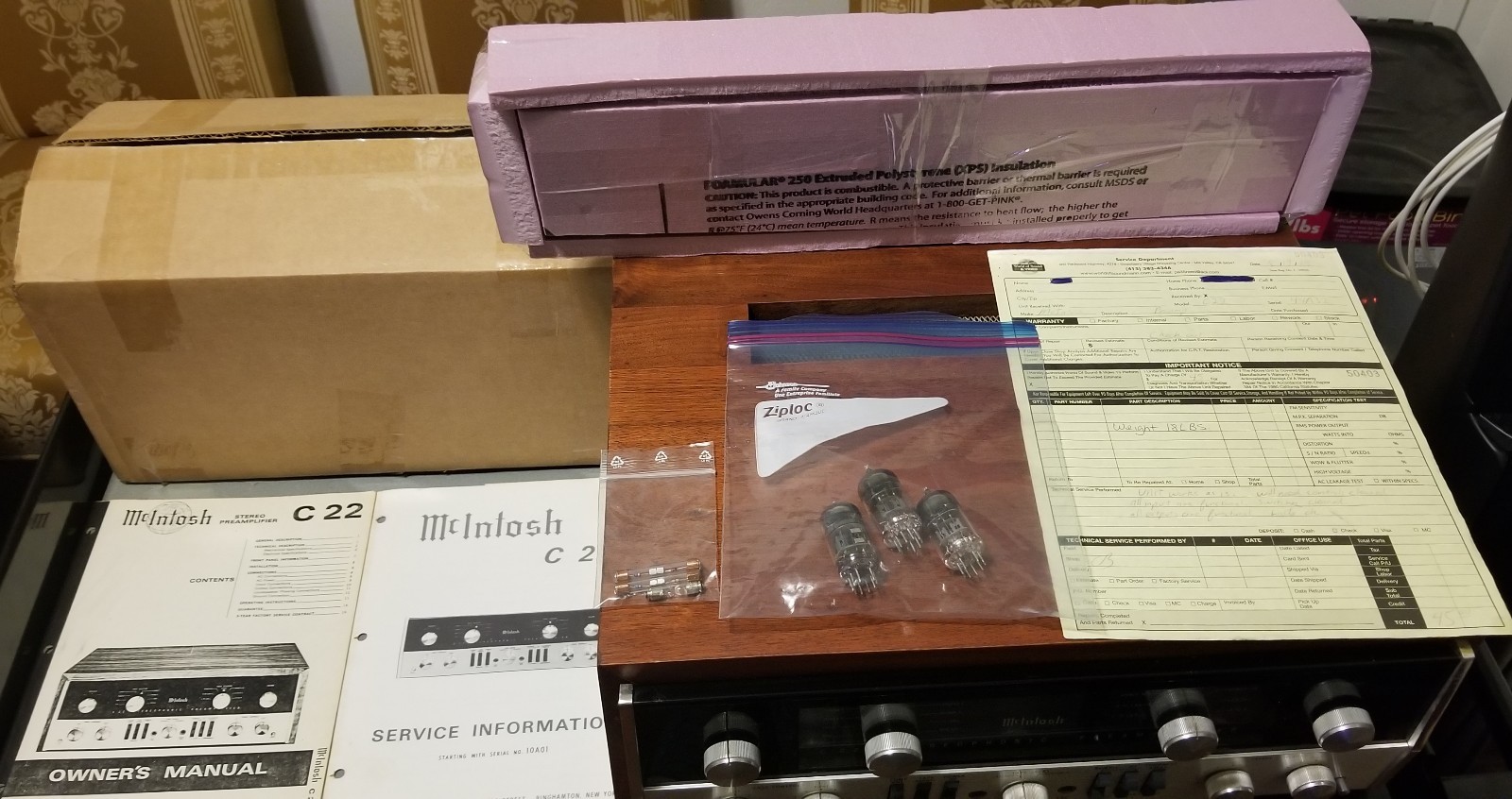 Vintage McIntosh C22 tube pre-amplifier with upgraded gold post and cabinet