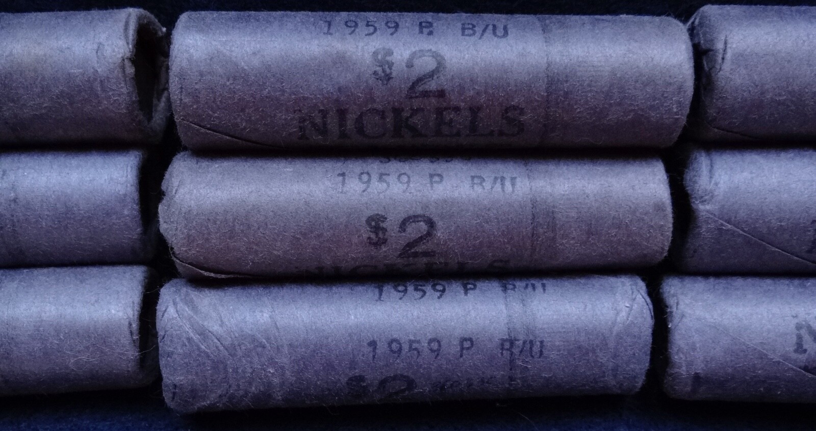 1959-P BU Unopened Nickel Roll Old Wrapper (9 rolls, sold individually)