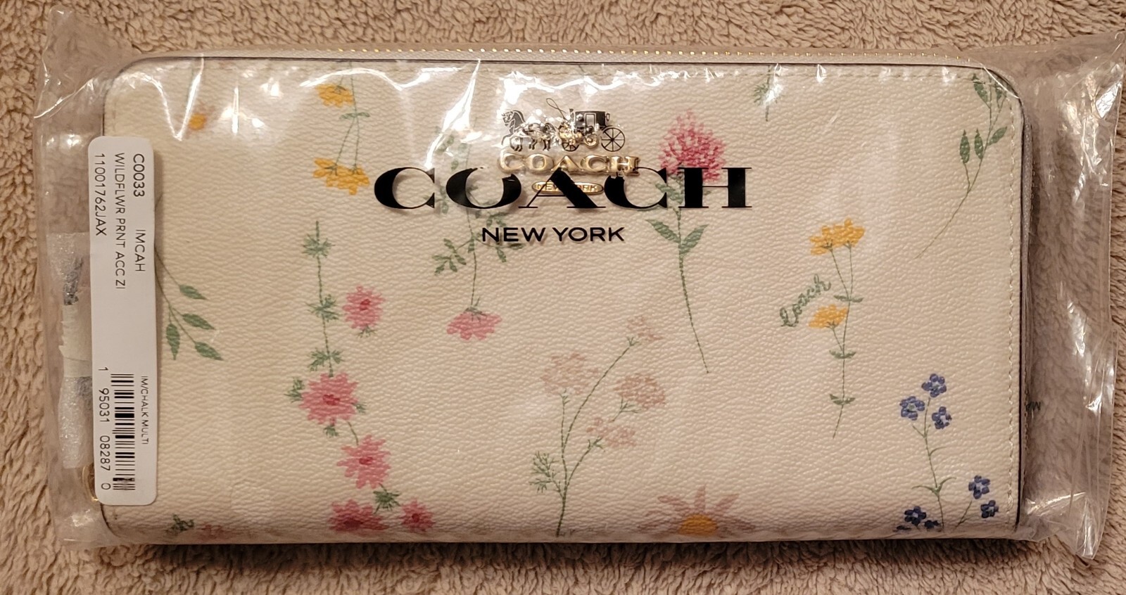 長財布 Slim Envelope Wallet With Wildflower Print - Black Multi COACH Womens Slim Envelope Wallet With Wildflower Print