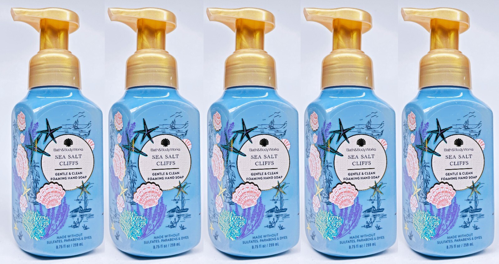 5 Bath & Body Works SEA SALT CLIFFS Gentle Foaming Hand Soap