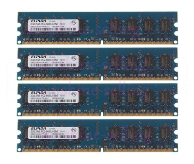 4pcs Elpida 2GB 2Rx8 PC2-6400U DDR2 800MHz 240pin DIMM Desktop Memory RAM Tested
