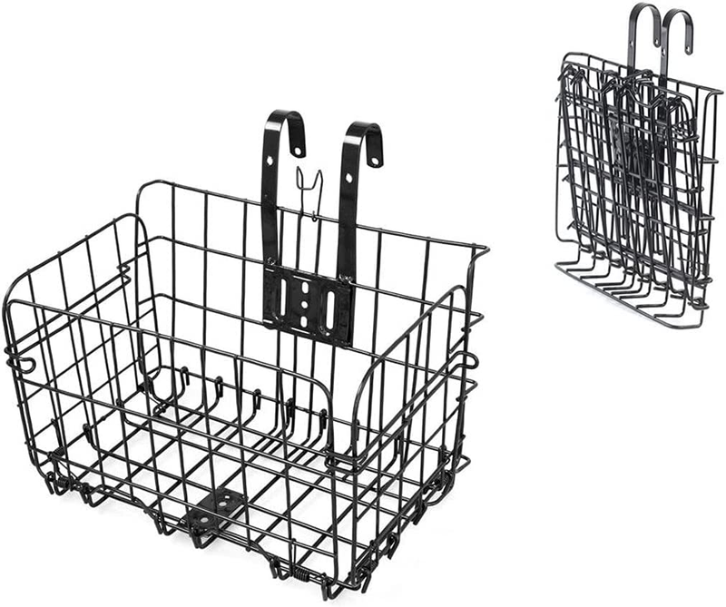 Folding Bike Front Basket, Rust Proof Detachable Folding Rea