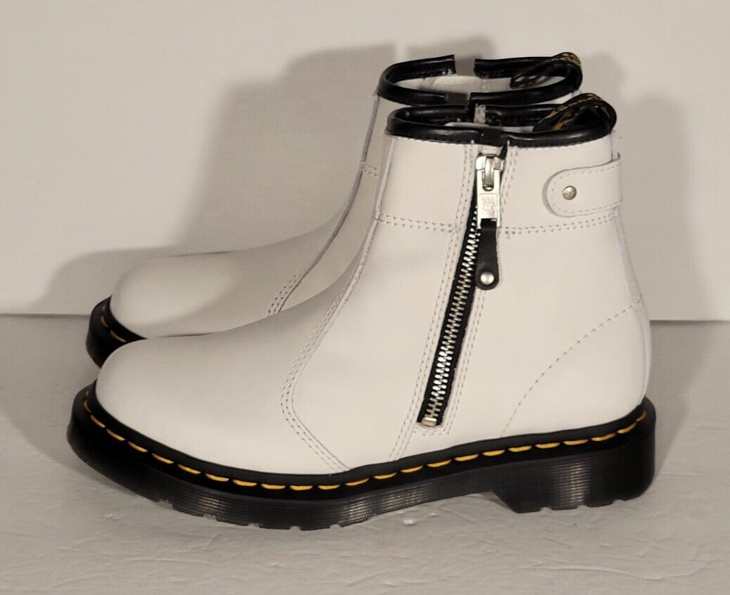Dr. Martens 2976 Twin Zip White Leather Chelsea Boots