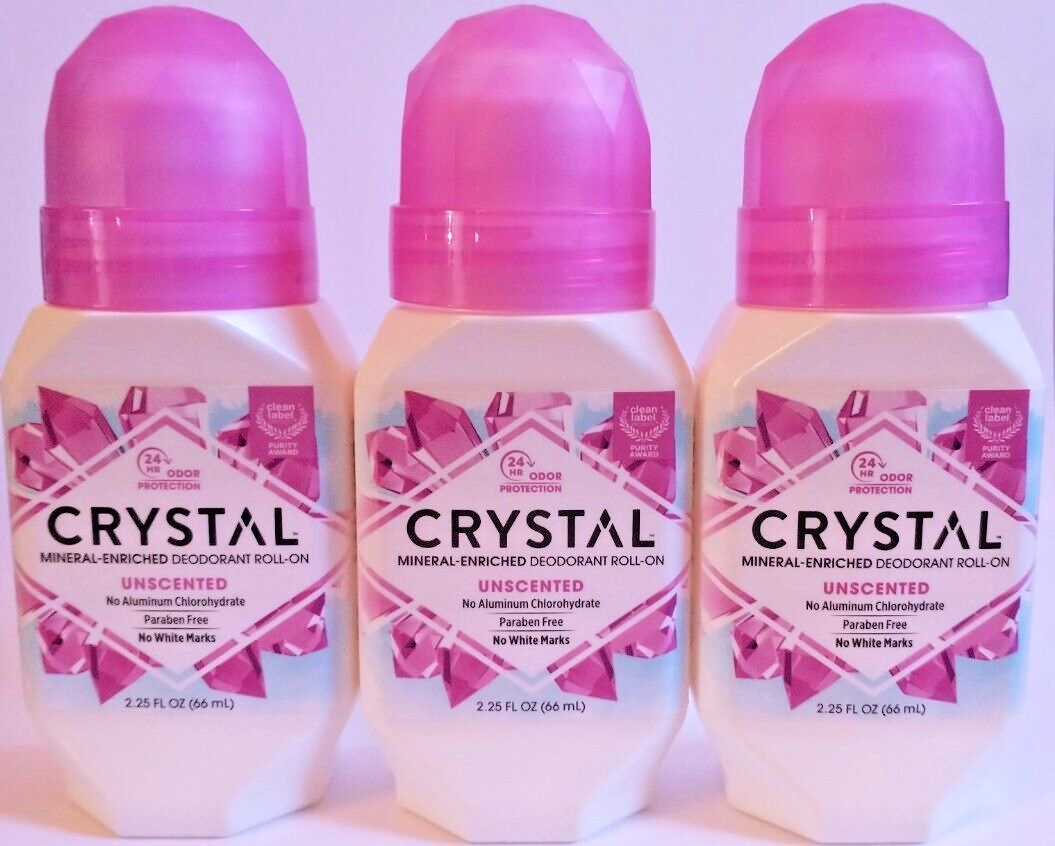 Crystal Mineral Deodorant RollOn Unscented, 2.25 fl oz ea Pack of 3