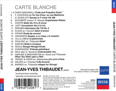 JEAN-YVES THIBAUDET CARTE BLANCHE NEW CD