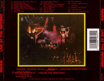 RAVEN (UK BAND) - LIVE AT THE INFERNO NEW CD