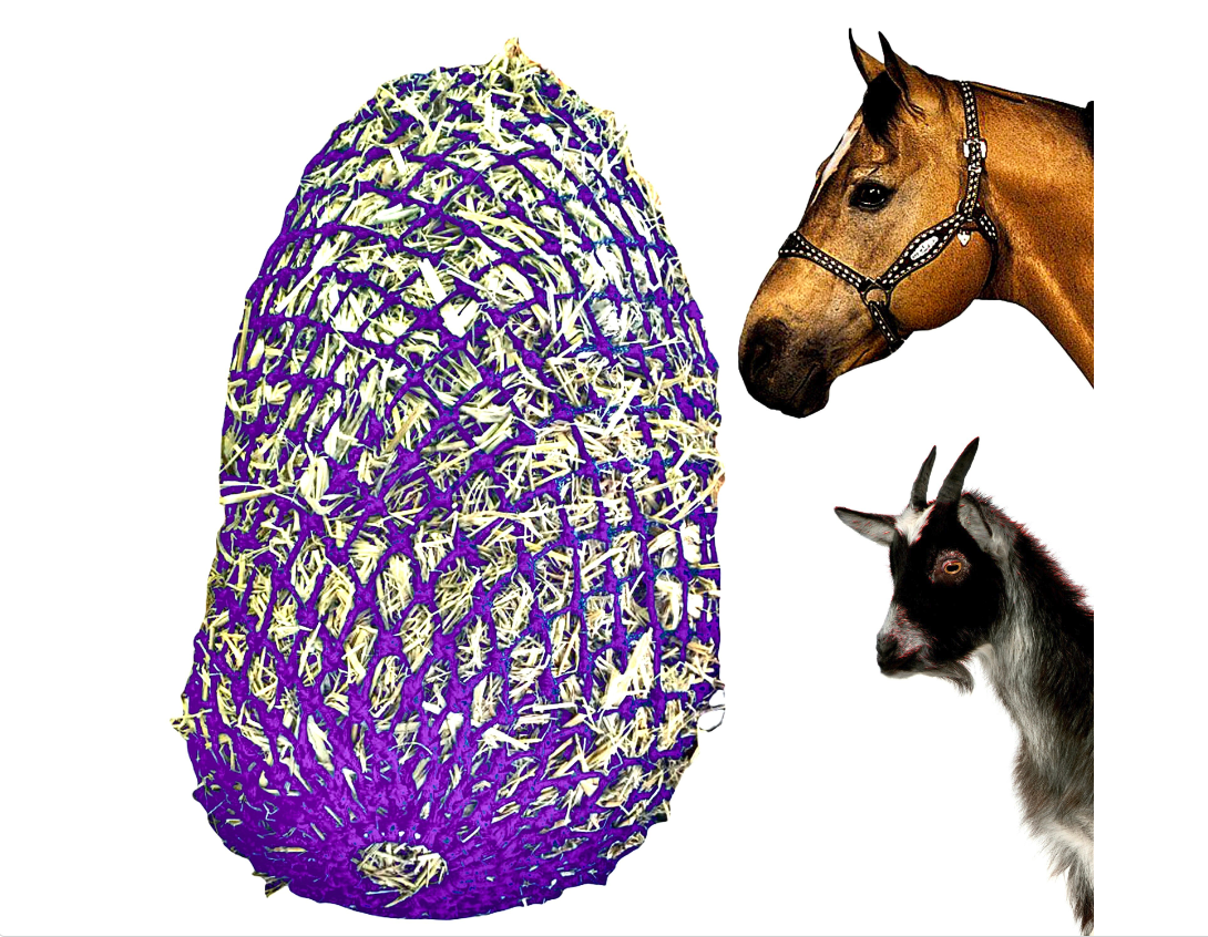 Majestic Ally 1.25”x1.25” Holes Slow Feed 40”Sturdy Hay Net with Bottom Ring.