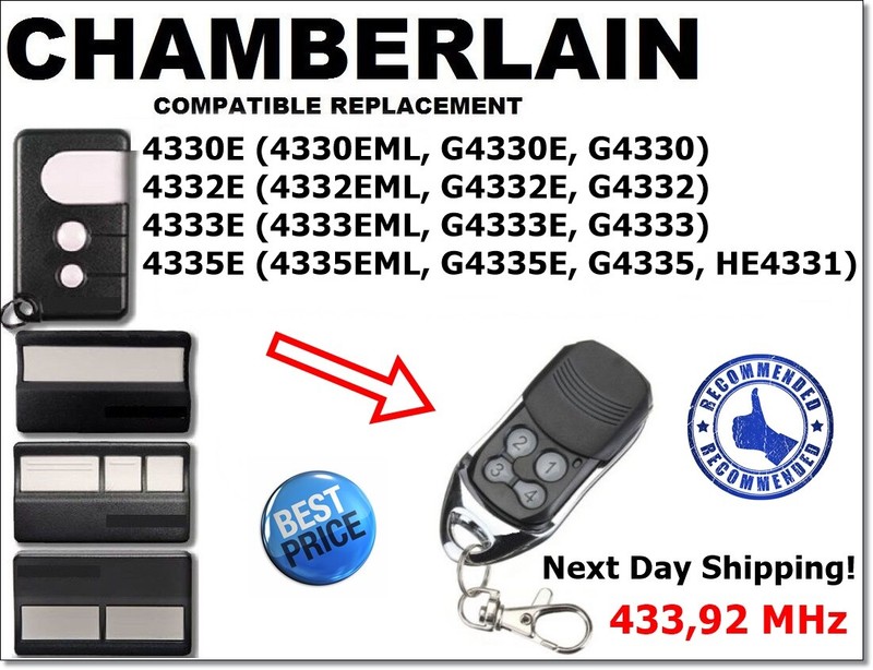 Liftmaster Chamberlain 4330e 4333e 4335e Compatible Remote Control 433,92mhz
