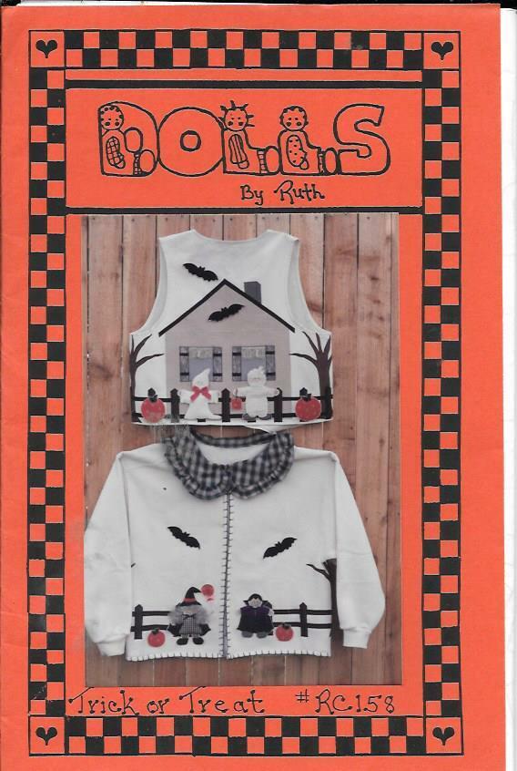 Dolls by Ruth #RC158 Trick or Treat Jacket Applique Dolls for ...