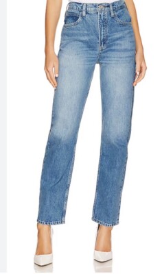 Frame Le High-N-Tight Straight-Leg Jeans Poolside $250 New Size 28
