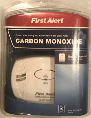 First Alert Carbon Monoxide Alarm Detector COBATT 9V Battery Operated