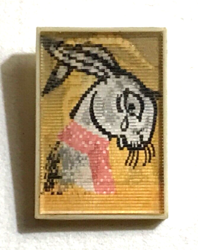 Ussr Original Vintage Stereo Pinback Koza Dereza Badge Lenticular!