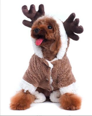Elk Moose Small Dog Fleece Hoodie Fun Jumpsuit Costume Christmas Party Winter XL