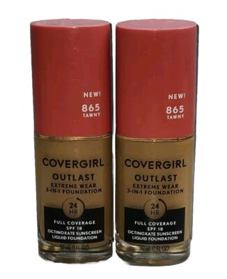 COVERGIRL Outlast Extreme Wear 3-in-1 Foundation 865 Tawny 1oz Ea 2pcs Read