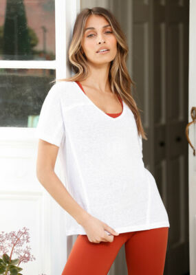 NWT Lorna Jane 'Weekend Infrared' Oversized White Tee - XS, Extra Small