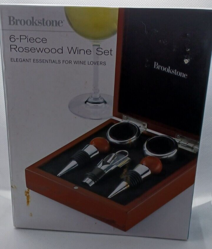 Brookstone Rosewood Wine Set 6 Piece Sealed package New Wine Brookstone Rosewood Wine Set 6 Piece Sealed package New Wine