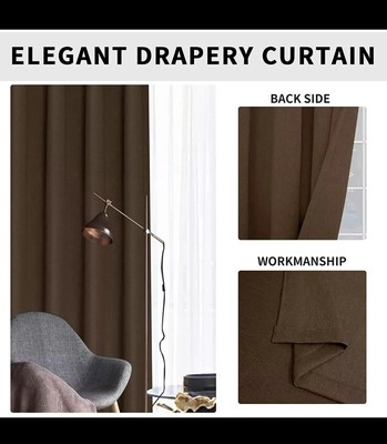 Easy-Going Blackout Curtains, Dark Brown, 52x46 inch One Panel Silver Grommet