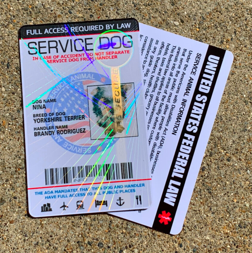 Service Dog ID Card Customized Holographic 